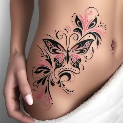 Vodoodporna tatu nalepka s 3D motivom metuljev